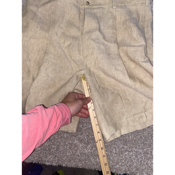 Jos A Bank Shorts Mens‎ 38 Beige 100% Linen Reserve Chino Lightweight Flat Front - Picture 6 of 8